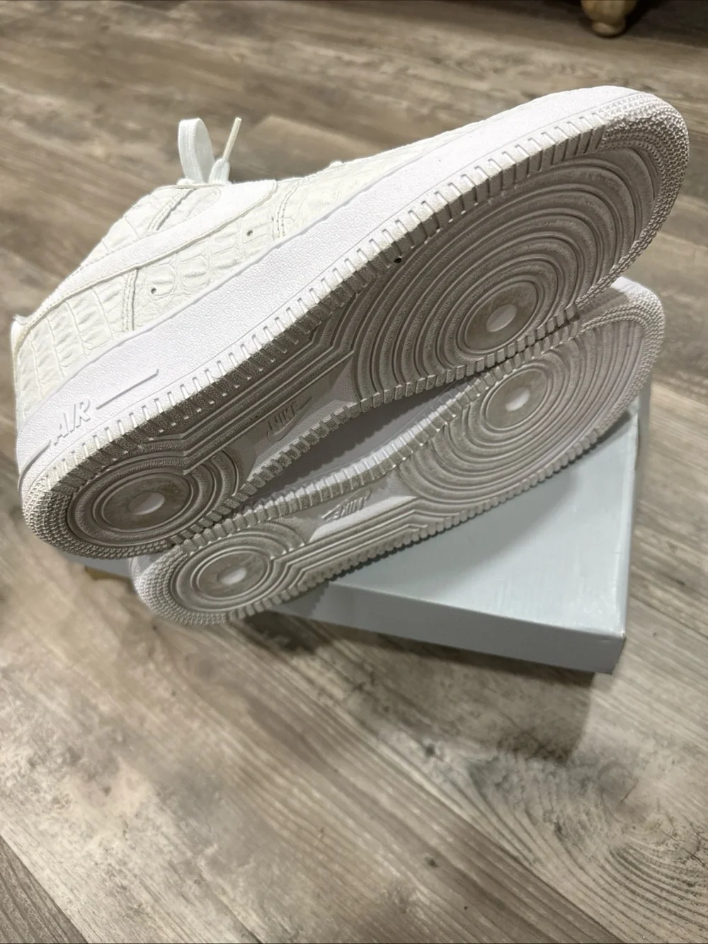 Nike Men’s White Croc-Embossed Air Force 1 Low Sneakers